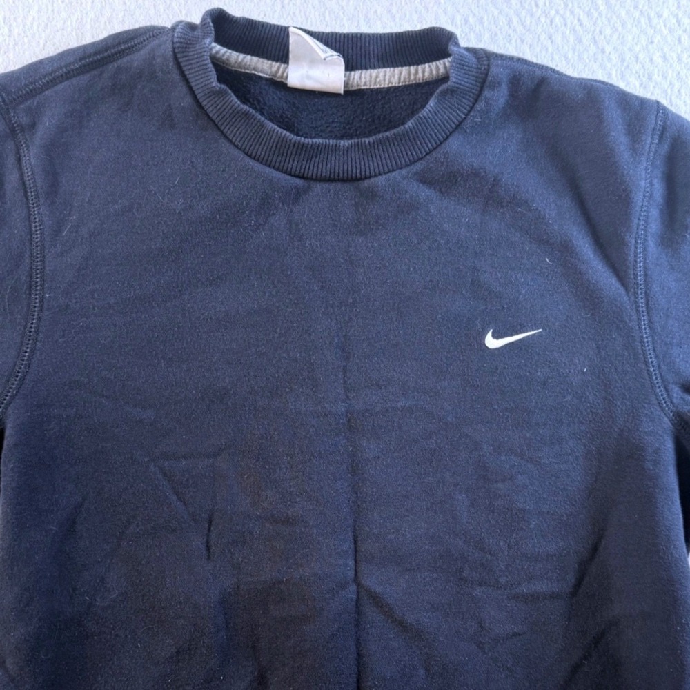 Nike Sweatshirt Mens Small Blue Embroidered Swoosh Crewneck Fleece Pullover